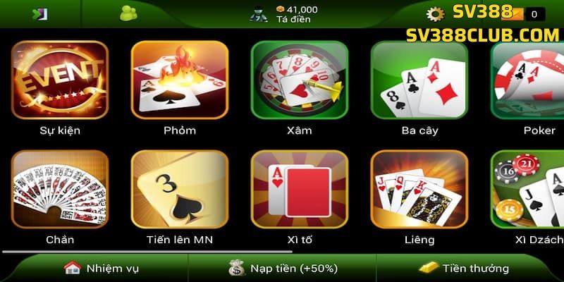 Top những game bài hấp dẫn tại casino SV388
